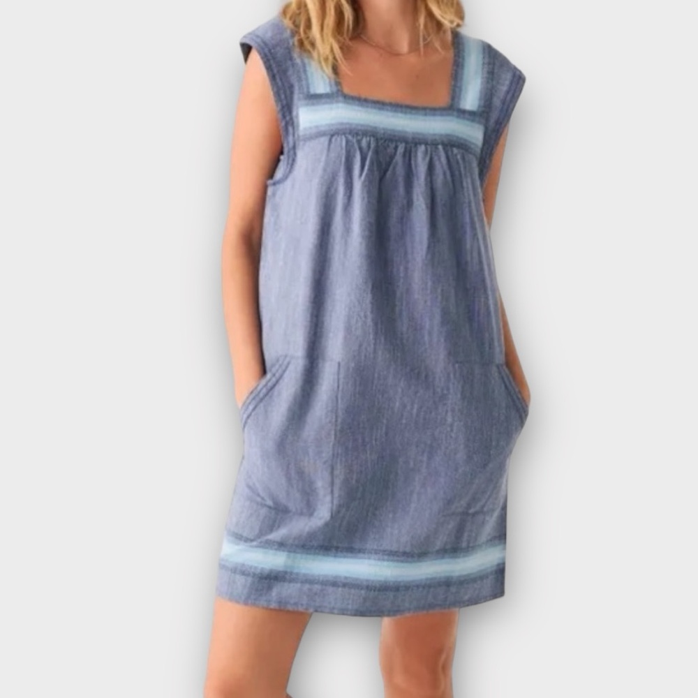 Faherty Women’s Hailee Dress Small 100% Organic Cotton Shift Prairie Cottagecore